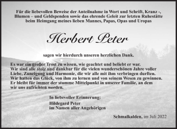 Traueranzeige von Herbert Peter von Südthüringer Presse
