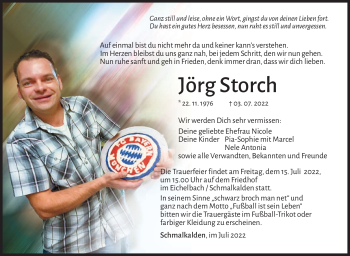 Traueranzeige von Jörg Storch von Südthüringer Presse