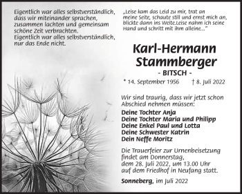 Traueranzeige von Karl-Hermann Stammberger von Südthüringer Presse