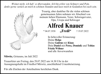 Traueranzeige von Alfred Knauer von Neue Presse Coburg