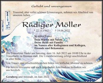 Traueranzeige von Rüdiger Möller von Südthüringer Presse