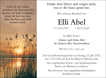 Traueranzeige von Elli Abel von Neue Presse Coburg