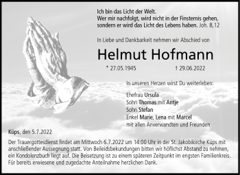 Traueranzeige von Helmut Hofmann von Neue Presse Coburg