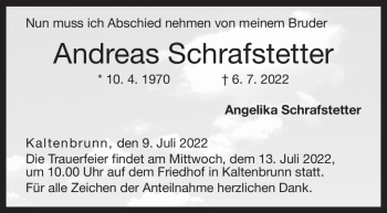 Traueranzeige von Andreas Schrafstetter von Neue Presse Coburg