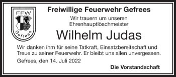 Traueranzeige von Wilhelm Judas von Frankenpost