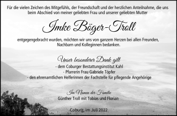 Traueranzeige von Imke Böger-Troll von Neue Presse Coburg