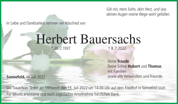 Traueranzeige von Herbert Bauersachs von Neue Presse Coburg