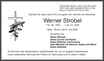Traueranzeige von Werner Strobel von Frankenpost