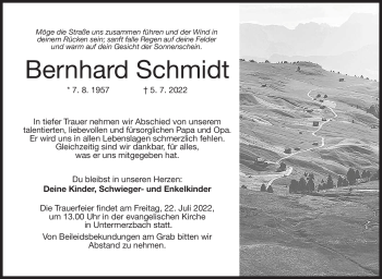 Traueranzeige von Bernhard Schmidt von Neue Presse Coburg