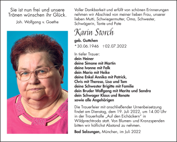 Traueranzeige von Karin Storch von Südthüringer Presse
