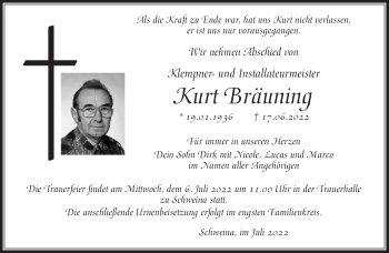 Traueranzeige von Kurt Bräuning von Südthüringer Presse