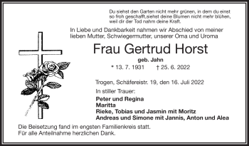 Traueranzeige von Gertrud Horst von Frankenpost