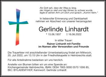 Traueranzeige von Gerlinde Linhardt von Frankenpost