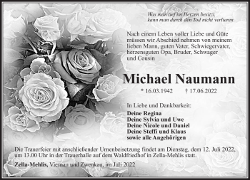 Traueranzeige von Michael Naumann von Südthüringer Presse