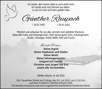 Traueranzeige von Günther Raupach von Neue Presse Coburg