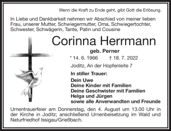 Traueranzeige von Corinna Herrmann von Frankenpost