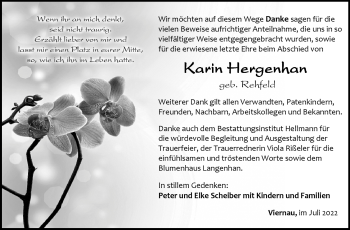Traueranzeige von Karin Hergenhan von Südthüringer Presse