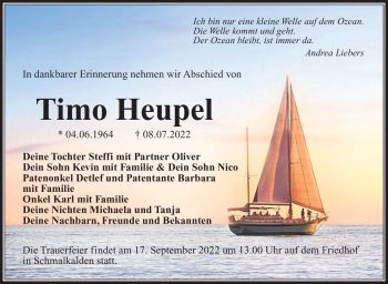 Traueranzeige von Timo Heupel von Südthüringer Presse