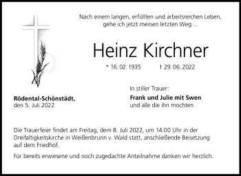 Traueranzeige von Heinz Kirchner von Neue Presse Coburg