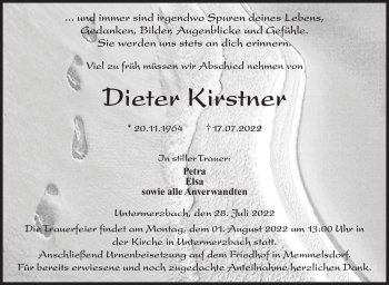 Traueranzeige von Dieter Kirstner von Neue Presse Coburg