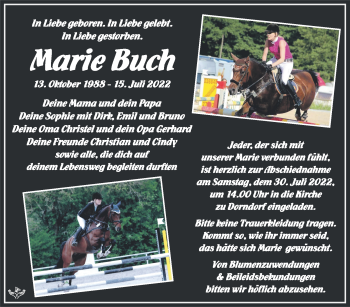 Traueranzeige von Marie-Kristin Buch von Südthüringer Presse