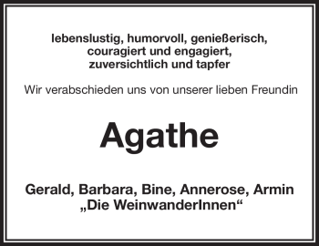 Traueranzeige von Agathe Prommersberger-Jungels von Neue Presse Coburg