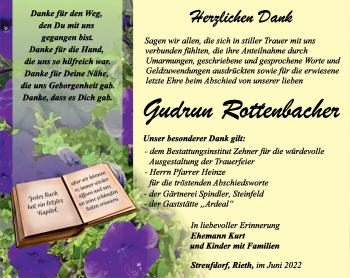 Traueranzeige von Gudrun Rottenbacher von Südthüringer Presse
