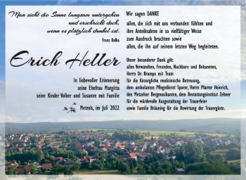 Traueranzeige von Erich Heller von Südthüringer Presse