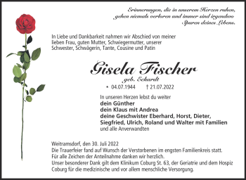 Traueranzeige von Gisela Fischer von Neue Presse Coburg