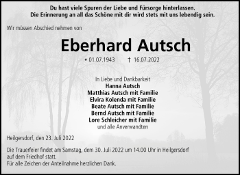 Traueranzeige von Eberhard Autsch von Neue Presse Coburg