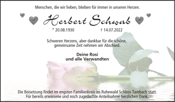 Traueranzeige von Herbert Schwab von Neue Presse Coburg