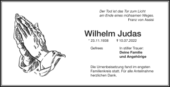 Traueranzeige von Wilhelm Judas von Frankenpost
