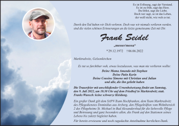 Traueranzeige von Frank Seidel von Frankenpost