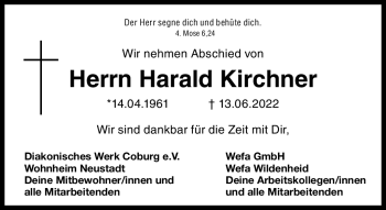 Traueranzeige von Harald Kirchner von Neue Presse Coburg