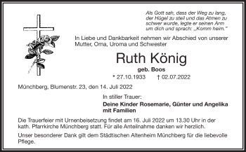 Traueranzeige von Ruth König von Frankenpost