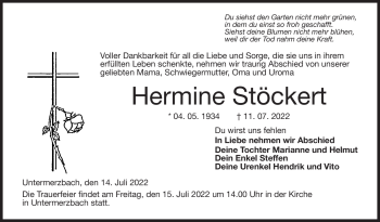 Traueranzeige von Hermie Stöckert von Neue Presse Coburg