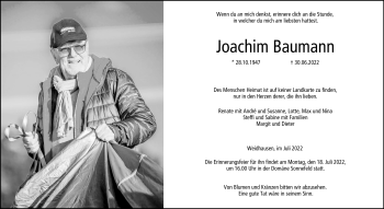 Traueranzeige von Joachim Baumann von Neue Presse Coburg