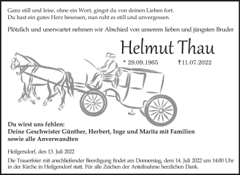 Traueranzeige von Helmut Thau von Neue Presse Coburg