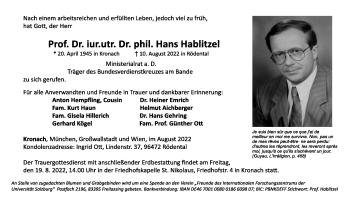 Traueranzeige von Hans Hablitzel von Neue Presse Coburg