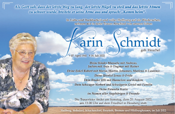 Traueranzeige von Karin Schmidt von Südthüringer Presse