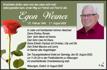 Traueranzeige von Egon Werner von Südthüringer Presse