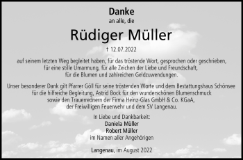 Traueranzeige von Rüdiger Müller von Neue Presse Coburg