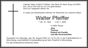 Traueranzeige von Walter Pfeiffer von Frankenpost