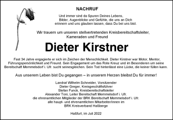 Traueranzeige von Dieter Kirstner von Neue Presse Coburg