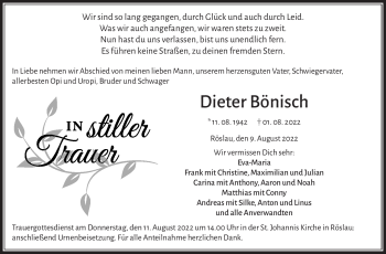 Traueranzeige von Dieter Bönisch von Frankenpost