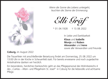 Traueranzeige von Elli Gräf von Neue Presse Coburg