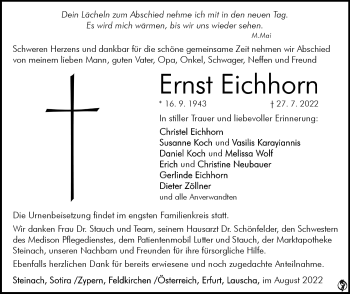 Traueranzeige von Ernst Eichhorn von Südthüringer Presse
