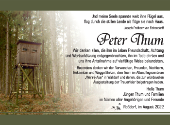 Traueranzeige von Peter Thum von Südthüringer Presse