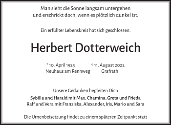 Traueranzeige von Herbert Dotterweich von Südthüringer Presse