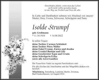Traueranzeige von Isolde Strumpf von Südthüringer Presse